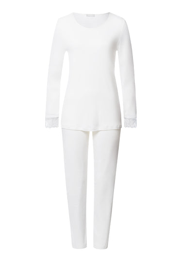 Kalea Floral Tulle Cotton Pajama Set | Off White 74788-102